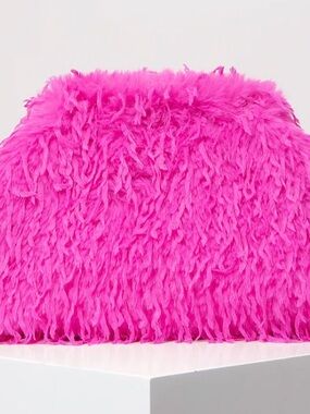 Fuchsia Faux Fur Clutch Wristlet - Eye-Catching Evening Accessory